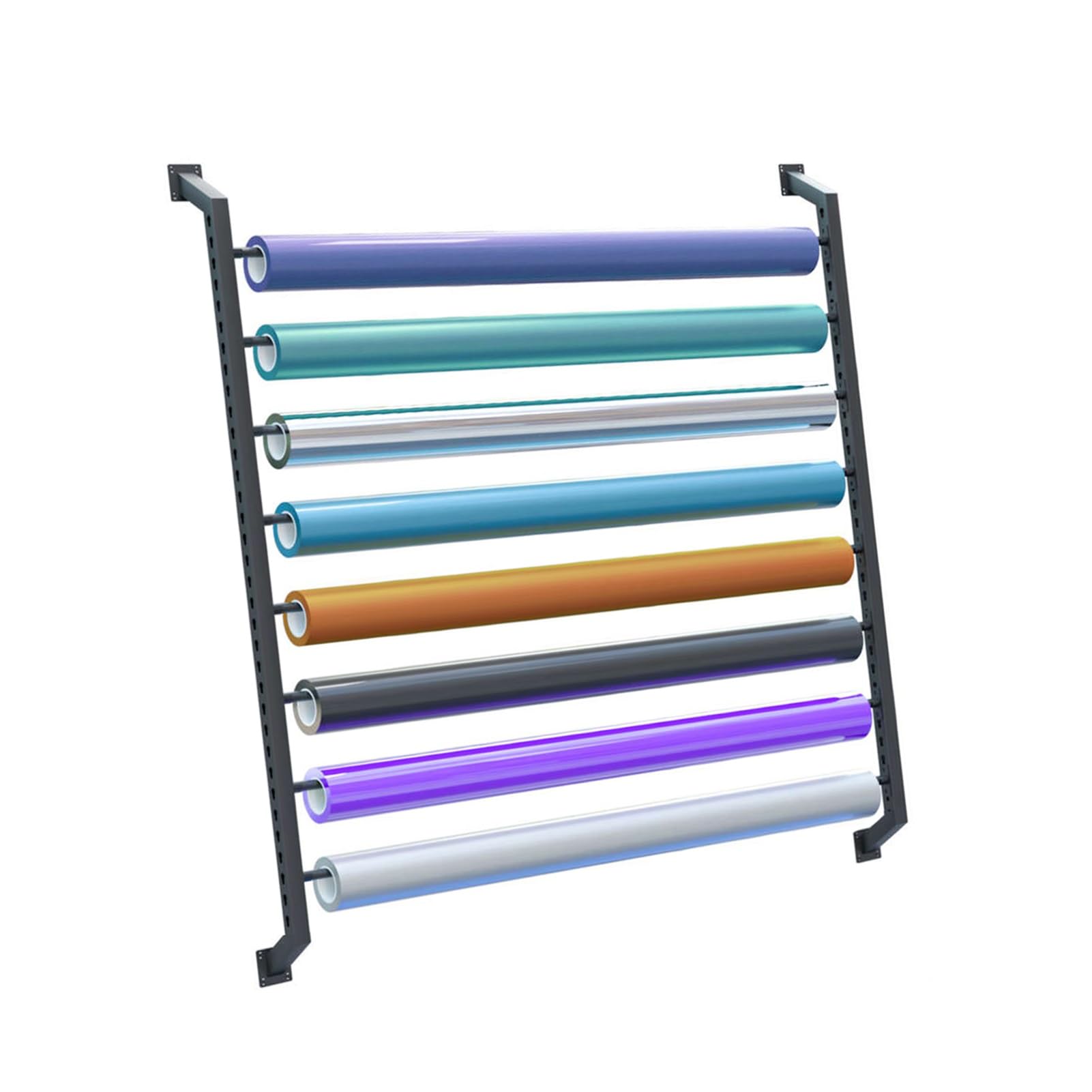 Support rouleaux de tissu stockage nappes acier 6 niveaux