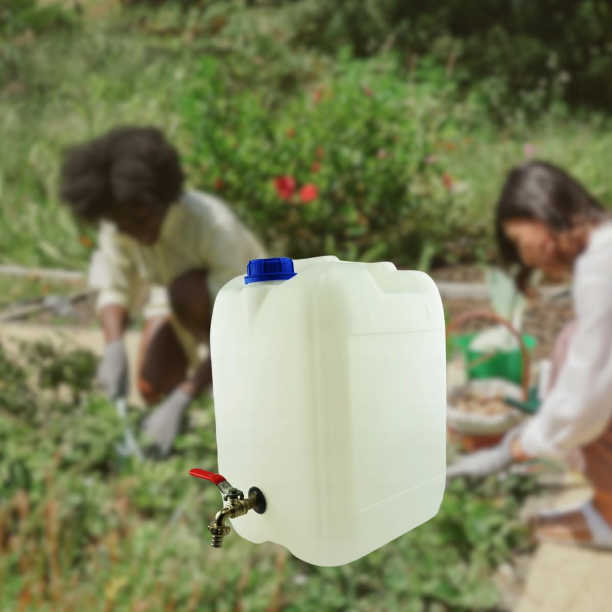 Bidón de agua de 20 l de plástico, depósito de agua con grifo, bidón de agua potable, depósito de agua, bidón de plástico, para casa, jardín, coche y camping, etc., cierre hermético