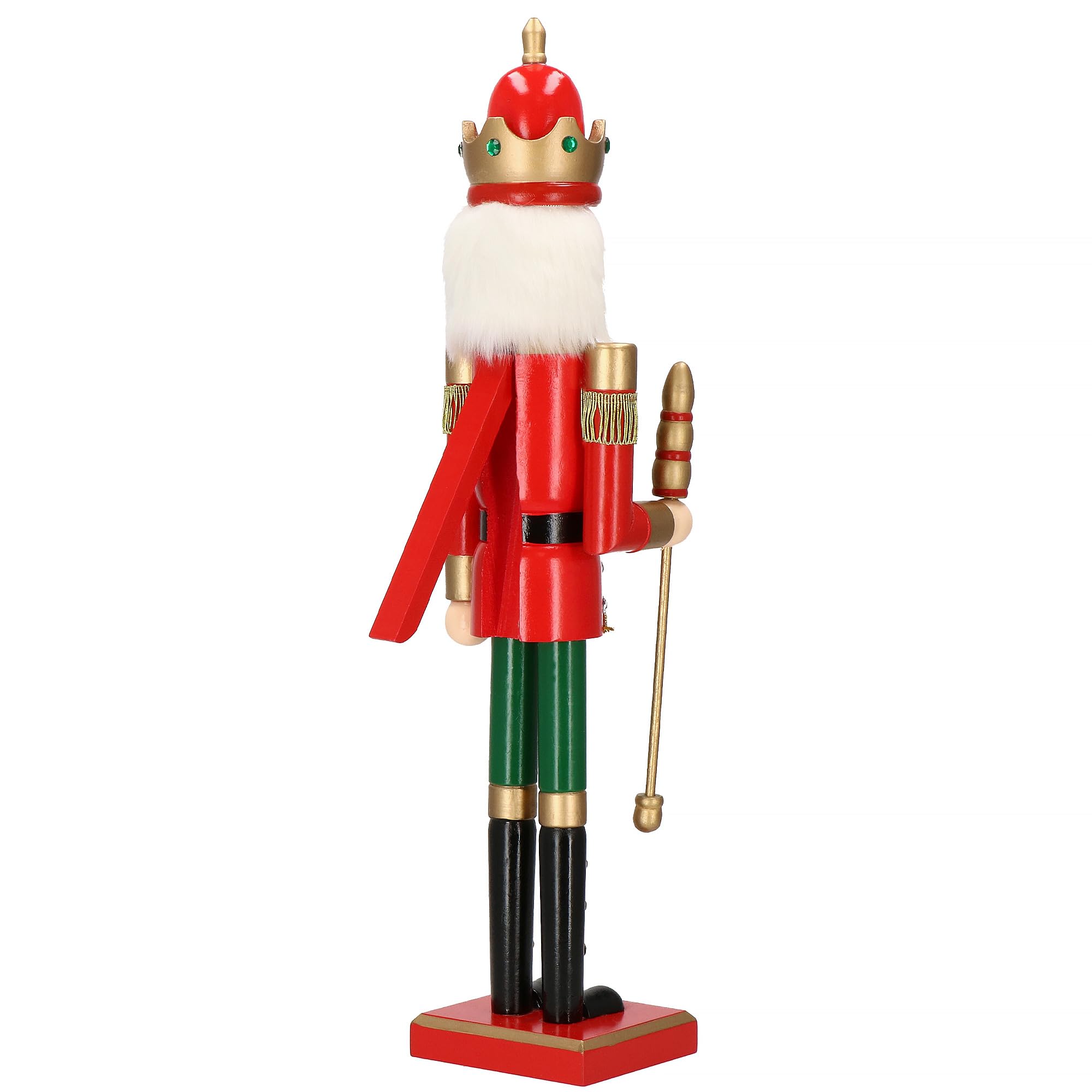 SPRINGOS Schiaccianoci statuetta in legno re con scettro 61 cm Natale decorazione natalizia
