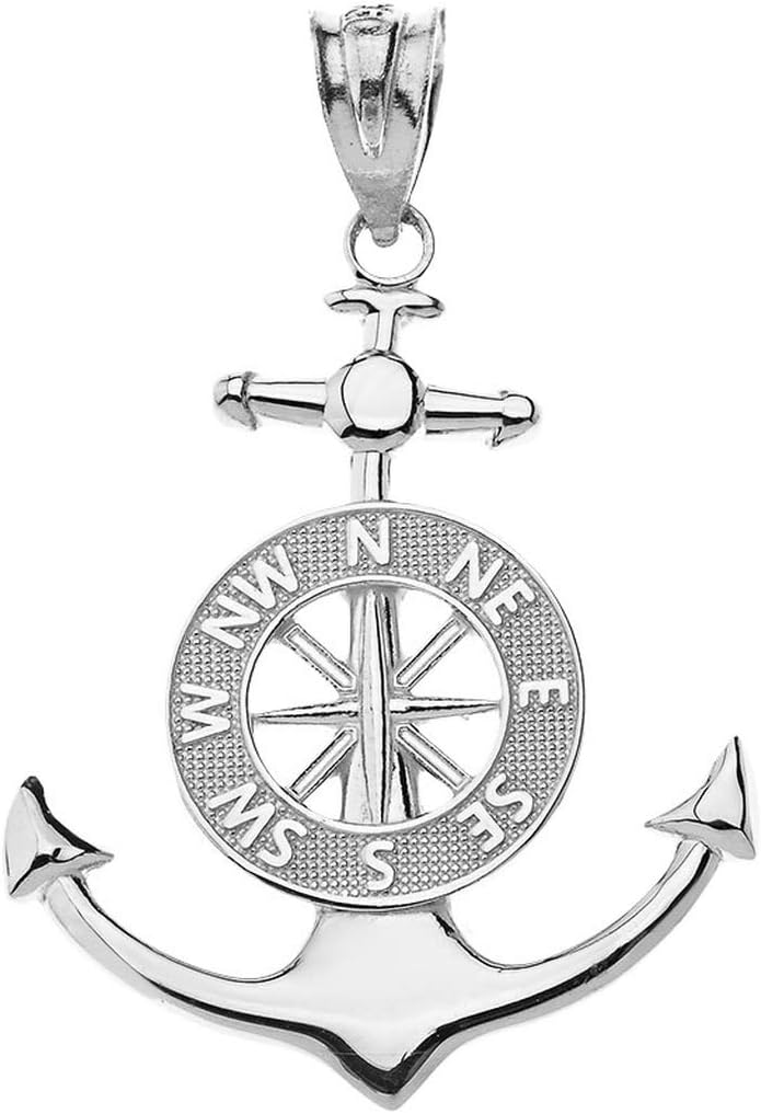 Sterling Silver Mariners Compass Nautical Anchor Ship Wheel Charm Pendant