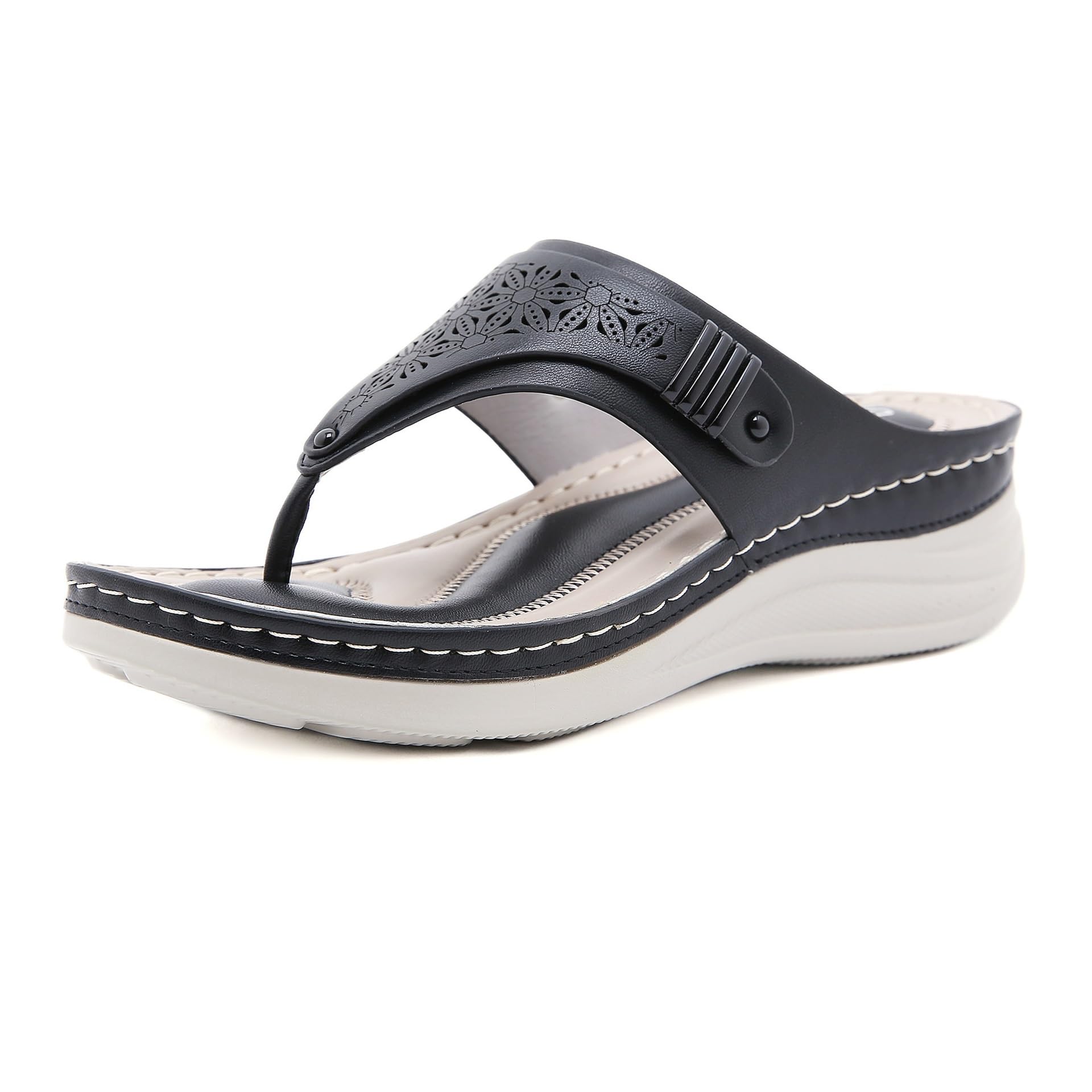 GIJMZY Shoes For Women Summer Comfortable Flip Flops Zapatos De Mujer Casual Beach Non-slip Sandals Outdoor Slippers(Black,39)