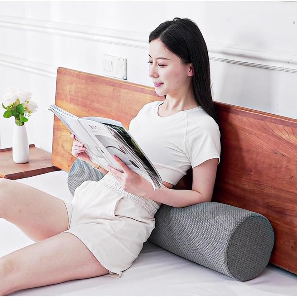 Cervical Body Pillow High Density Foam Bolster Cushion Large Roll Full Body Pillow with Chenille Cover,Ergonomic Support Pillows for Neck Lumbar (Beige,7.9x39.4in)