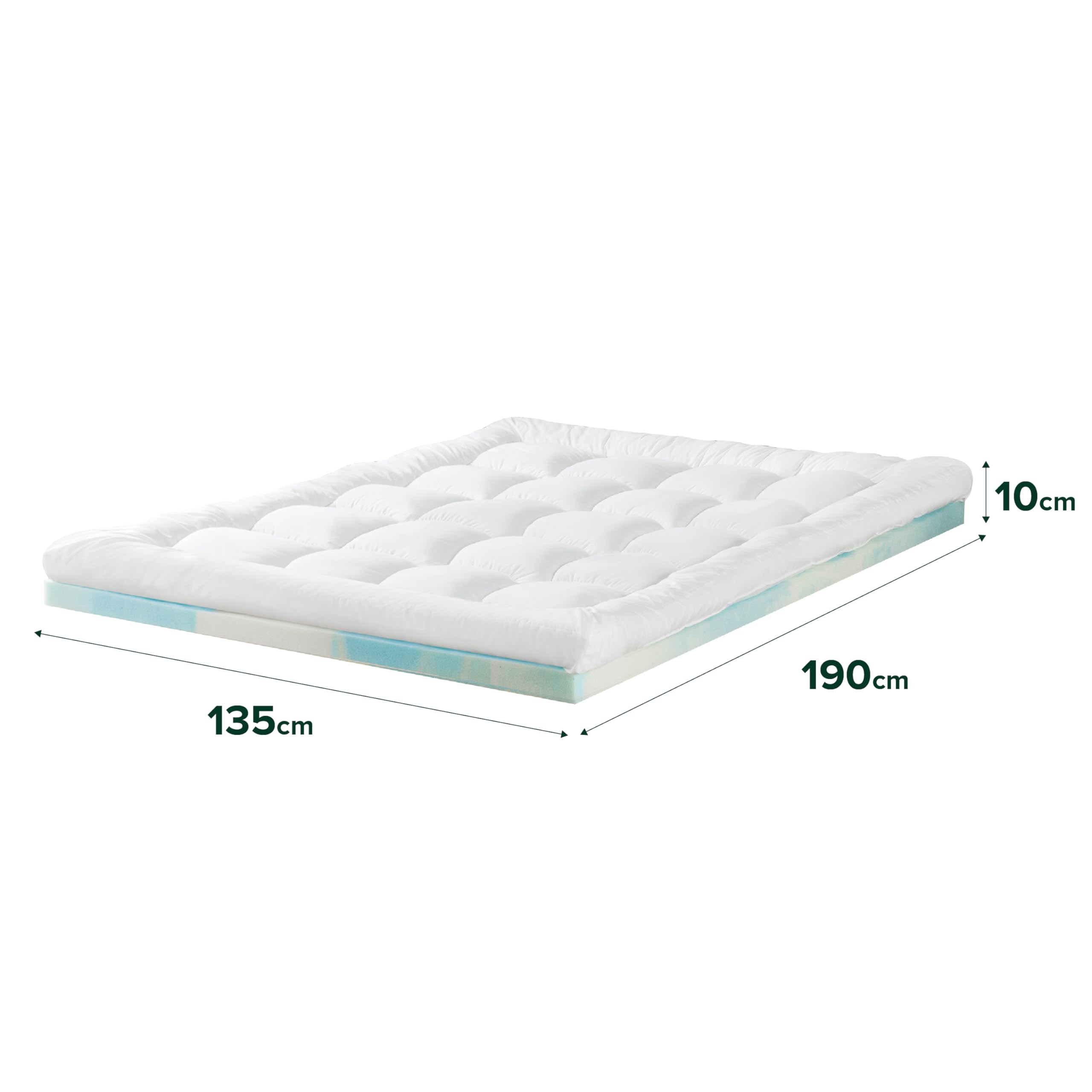 Zinus Surmatelas en Mousse à mémoire de Forme 135 x 190 cm, épaisseur 10 cm, Design à cellules Ouvertes, Respirant et Doux, fermeté Moyenne, pour améliorer Le Repos et Le Confort, certifié Oeko-Tex