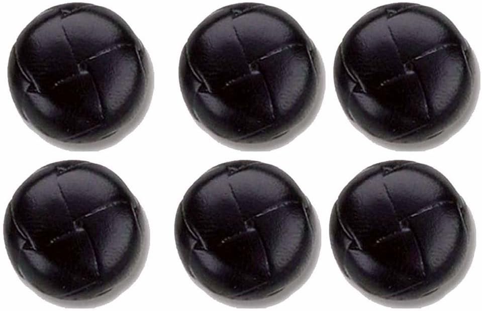 MisterShop Brand, Large (7/8), Black Genuine Leather Buttons- Set of 6