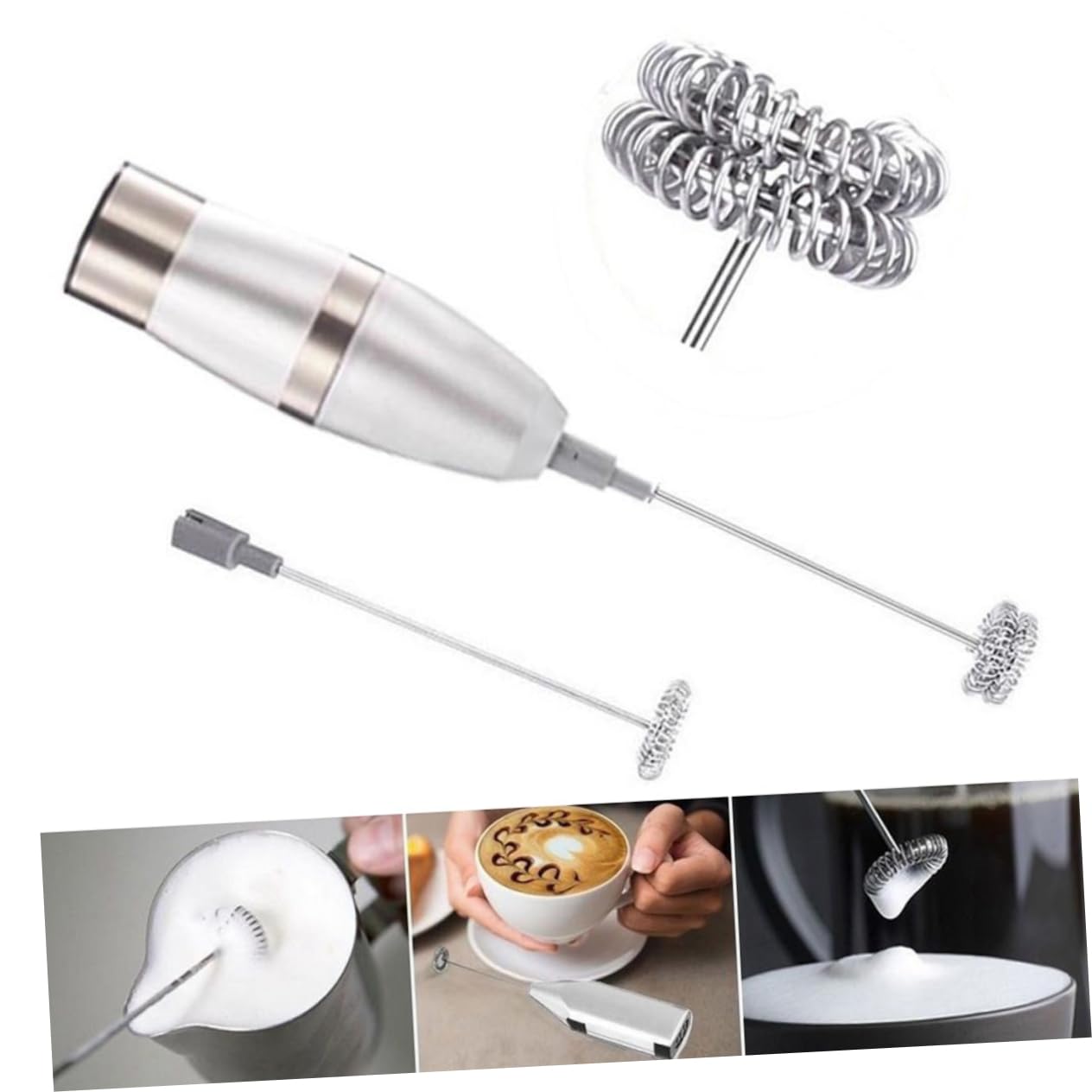 Cabilock Espumador de Leche Eléctrico Inoxidable con Soporte Batidor de Mano Ligero y Silencioso para Café Casa sin Batería Fácil de Usar y Limpiar