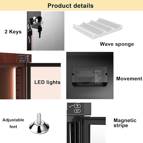 Miniatura 5 de AUTENS Caja de gabinete seco deshumidificadora de 80L, diseño de grano de madera, control digital silencioso y ahorro de energía, para lente de