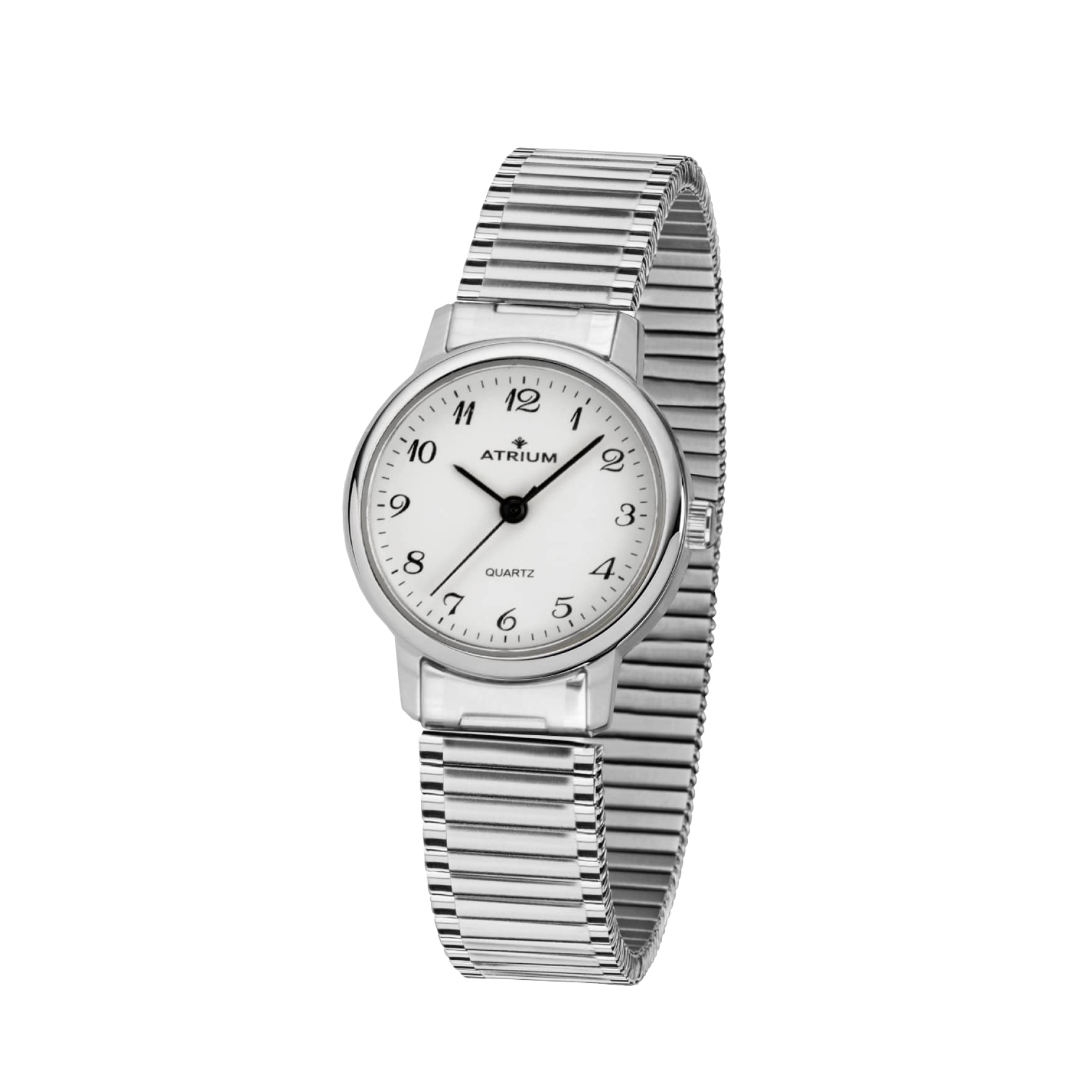 Atrium Damen-Armbanduhr Edelstahl Analog Quarz mit Edelstahl Zugband Flexband Silberfarben A43-50