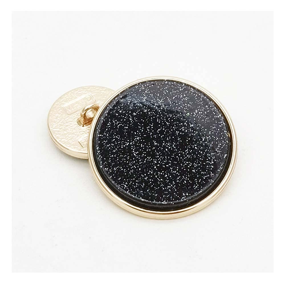 5 PCS Metal Round Shank Button Many Sizes Special Sparkling Buttons for Clothes Bags Decor Sewing Crafts, Black, 20mm
