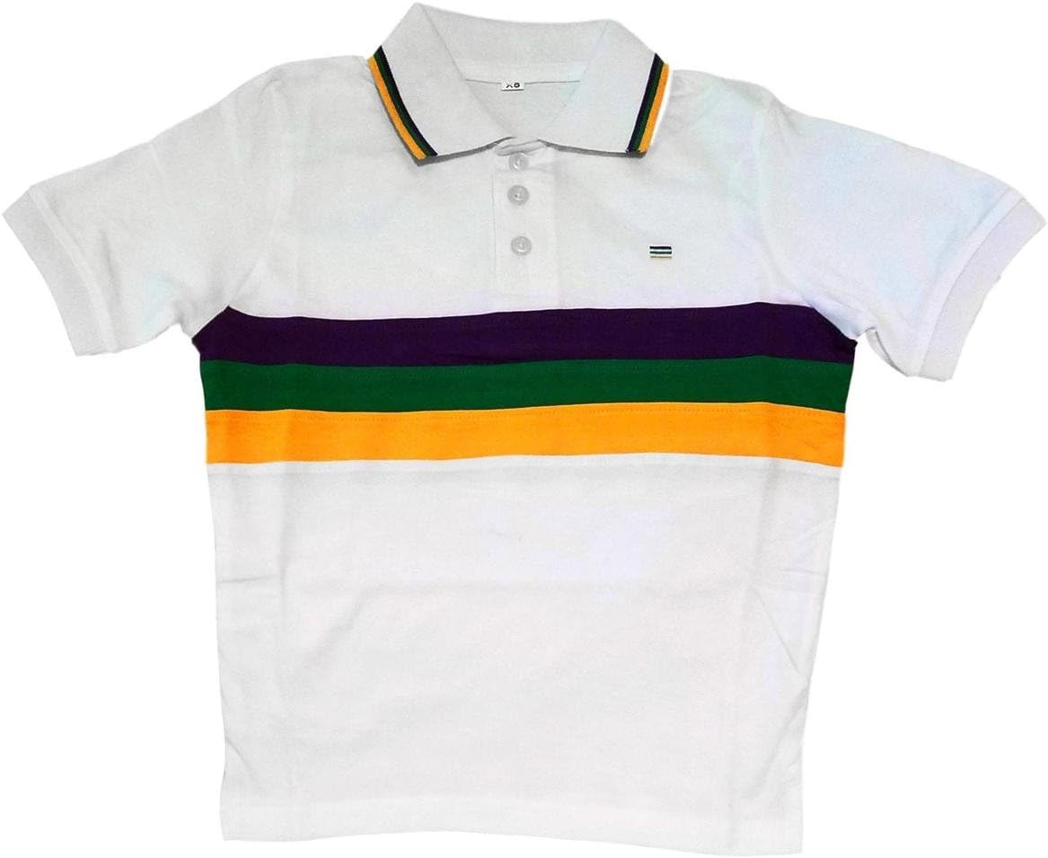 Adult Mardi Gras Rugby White Purple Green Yellow Knit SS Shirt