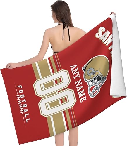 Miniatura 2 de Toallas de playa personalizadas de San Francisco, toalla de playa personalizada con número de nombre, toalla de baño suave personalizada, manta de