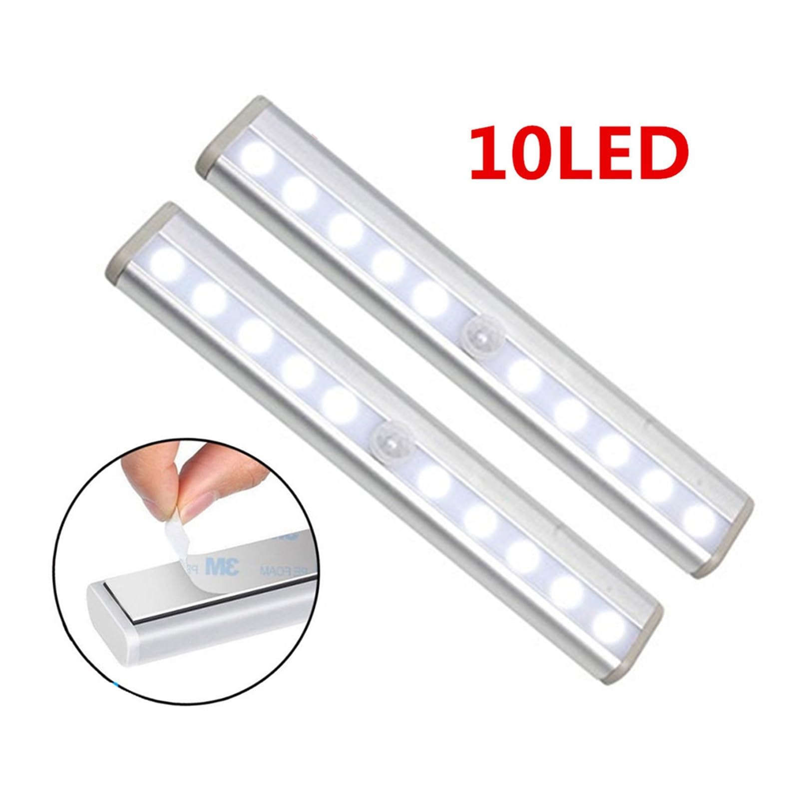 3PCS LED Licht Aluminium Abdeckung Motion Sensor Nachtlicht Bar Küche Schrank Lichter Batterie Betrieben Beleuchtung For Treppen Bewegungsmelder(White)