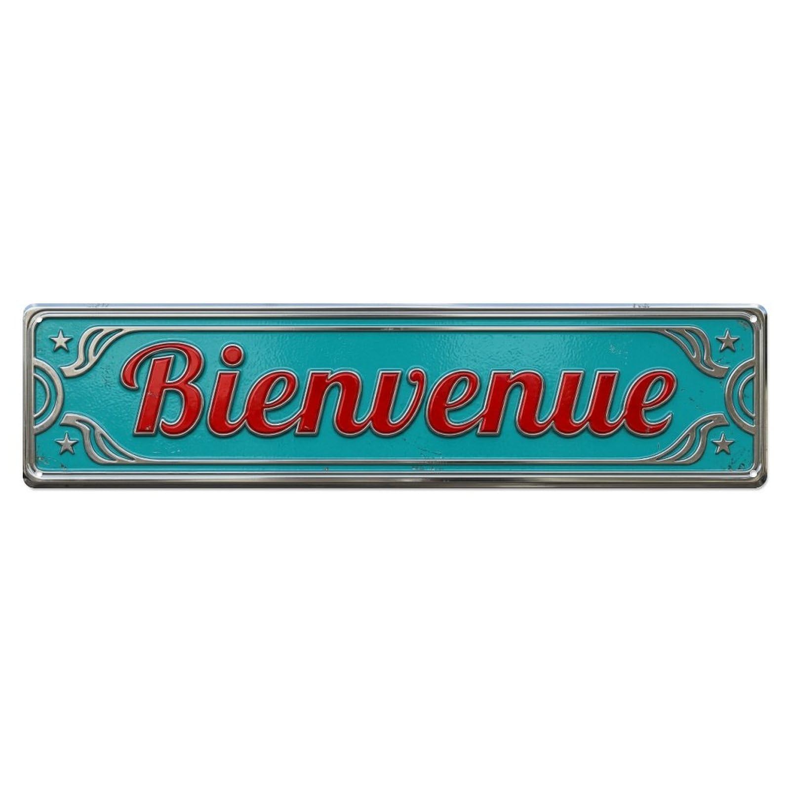 Retro Diner Metal Plate Welcome Metal Tin Skinny Sign Plaque Wall Decor for Cafe, Club Bar, Office, Home Garden Metal Poster 4x16Inch