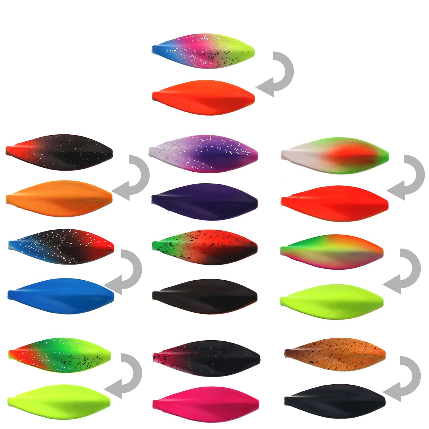 Juego completo de cebos para truchas con 5 ganchos y 5 perlas en caja de 4 g, UV activo, intermitente continuo, cebo para truchas, en línea (4 g, 10 unidades)