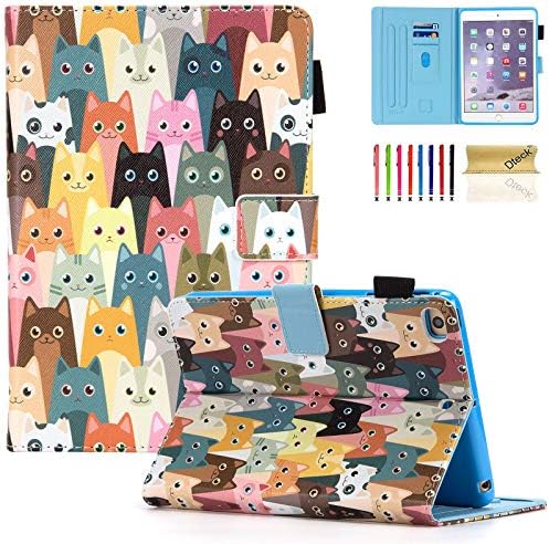 Dteck iPad Mini Case 7.9" - PU Leather Protective Folio Case with [Auto Sleep Wake] Shockproof Fold Stand Cute Wallet Cover for iPad Mini 7.9-Inch 5th/4th/3rd/2nd/1st Generation Tablets (Stylish Cat)