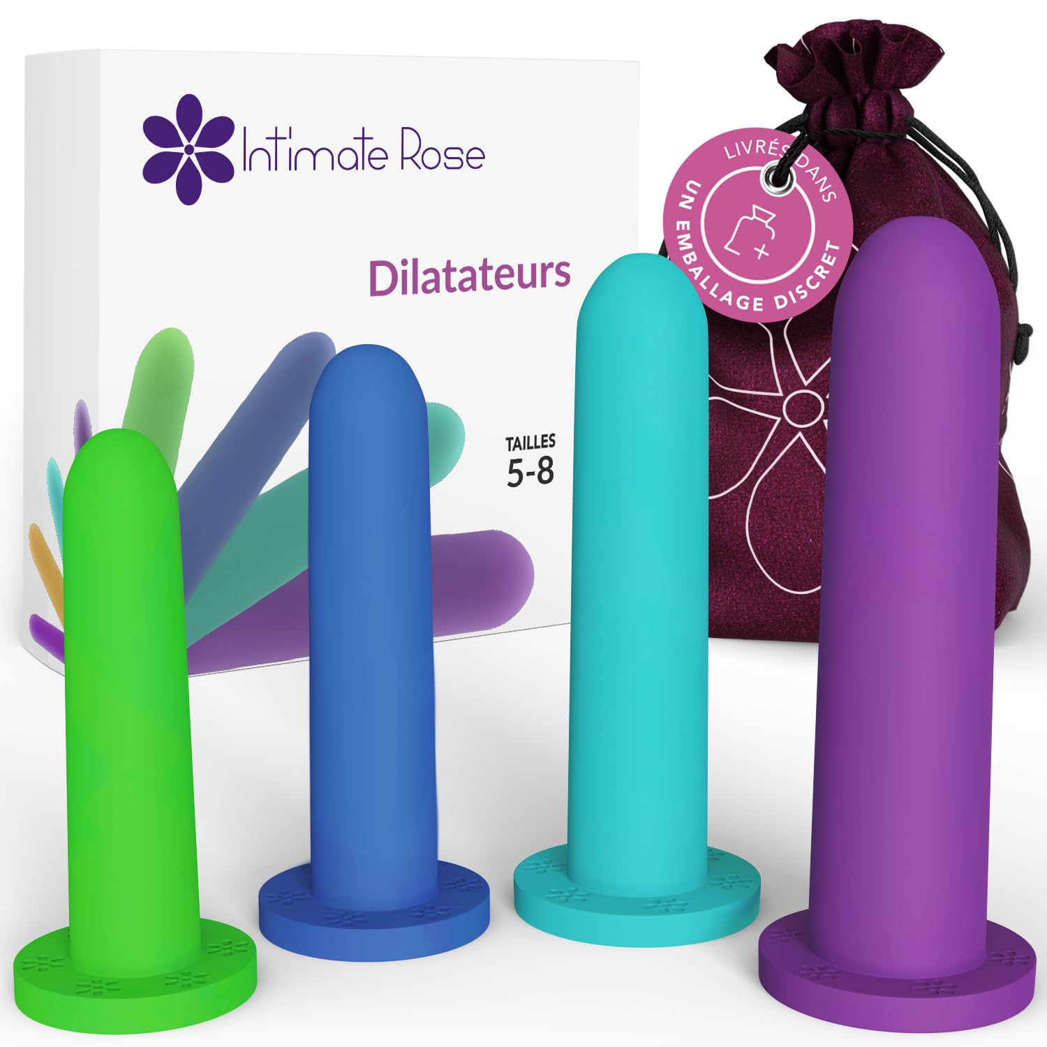 Dilatateurs Vaginaux Taille 5–8 (4 Pièces) – Dilatateur Vaginal en Silicone Médical pour Thérapie Intime Douce et Rééducation du Plancher Pelvien