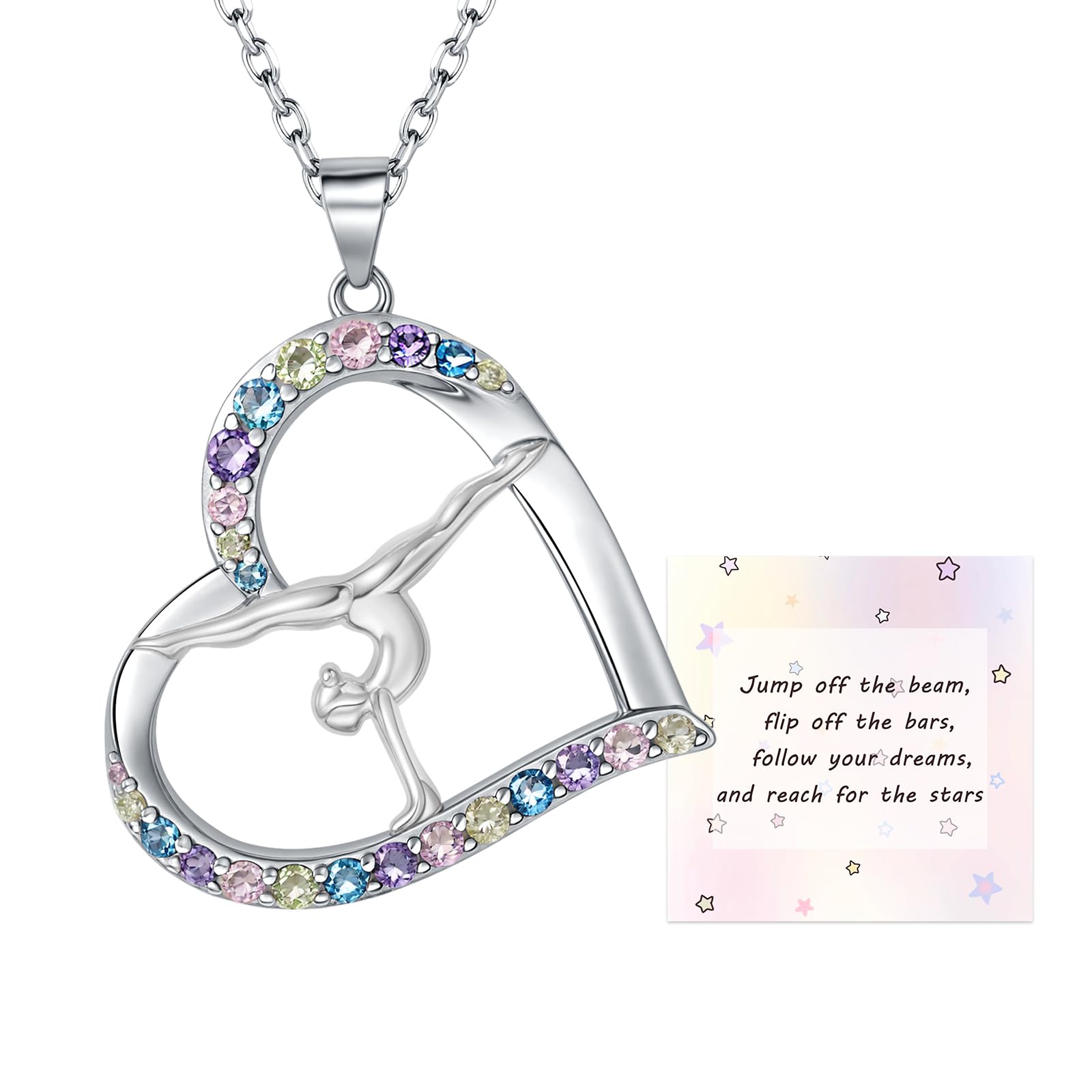 Vekoliry 925 Sterling Silver Gymnastics Necklace Gymnastics Gifts Jewelry for Gymnast lovers Women Birthday