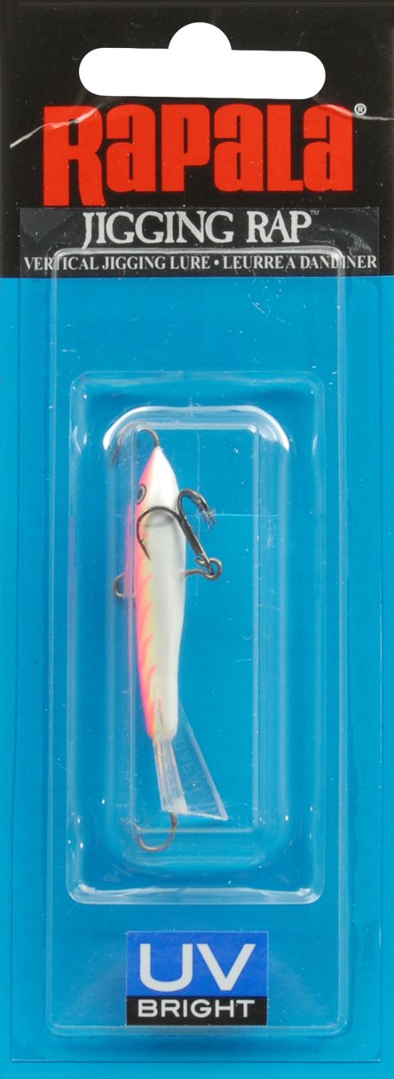 2 inch pink plactic ice fishing lure 2" Fatty Minnow  KJ's Custom Lures making it ready for brutes like tuna Rapala W5PTU Jigging Rap Fishing