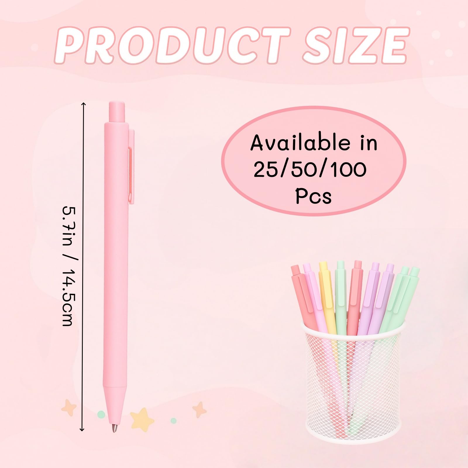 25 bolígrafos a granel, rosa cereza, bonitos bolígrafos a granel con tinta de gel negra, escritura suave para despedidas de soltera y uso en la oficina (rosa cereza)