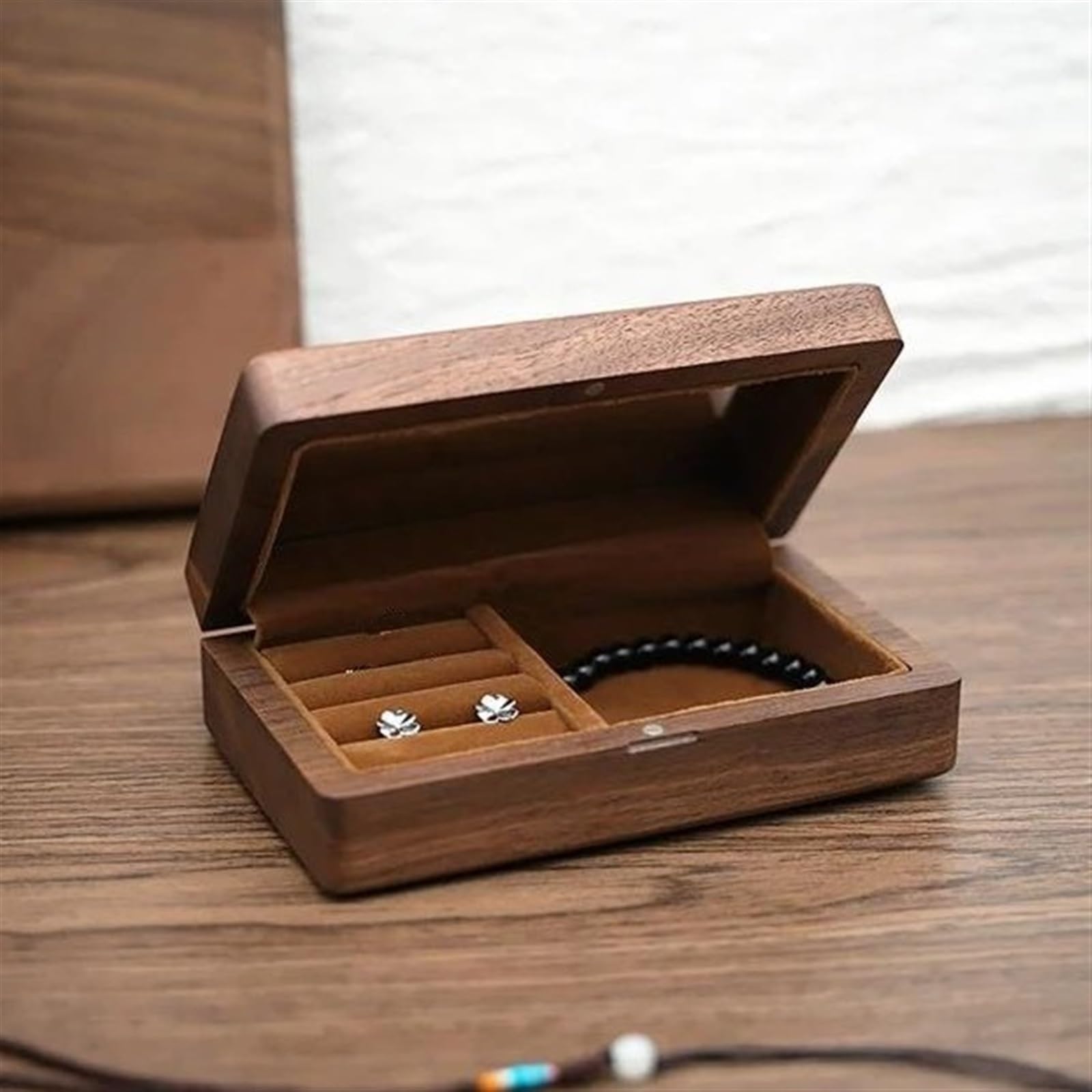 Ideias De Presentes Caja Organizadora Joyería Para Hombre Mujer Estuche Almacenamiento Joyería Contenedor Pequeño Madera Soporte Para Collar Pendientes Pulsera Caja Regalo Navidad ( Size : Black )
