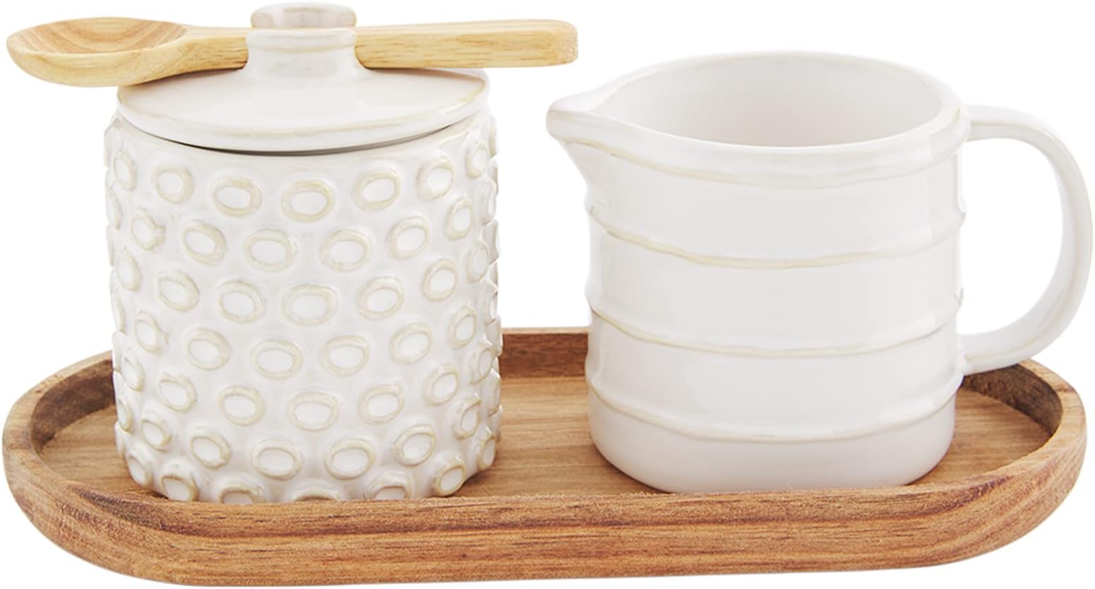 Mud Pie 47800014 85 Stoneware Tray Set, Natural, Sugar Dia