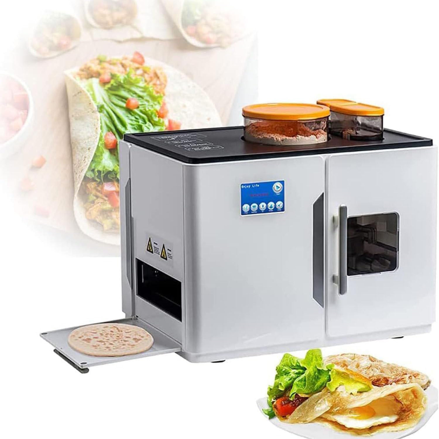 LQQYJSM Electric Chapati Tortilla Pancake Making Machine, Intelligent Touch Screen, One Key to Make 20 Pcs/One Time Fully Automatic Roti Maker 1.0 mm to 1.5 mm Thickness Adjust,220V