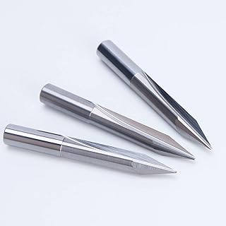 HUHAO 3Pcs CNC Engraving Bits 30 Degree V Bit 1/4 Shank（6mm）0.6mm Tip Carbide Router Bit for Woodworking