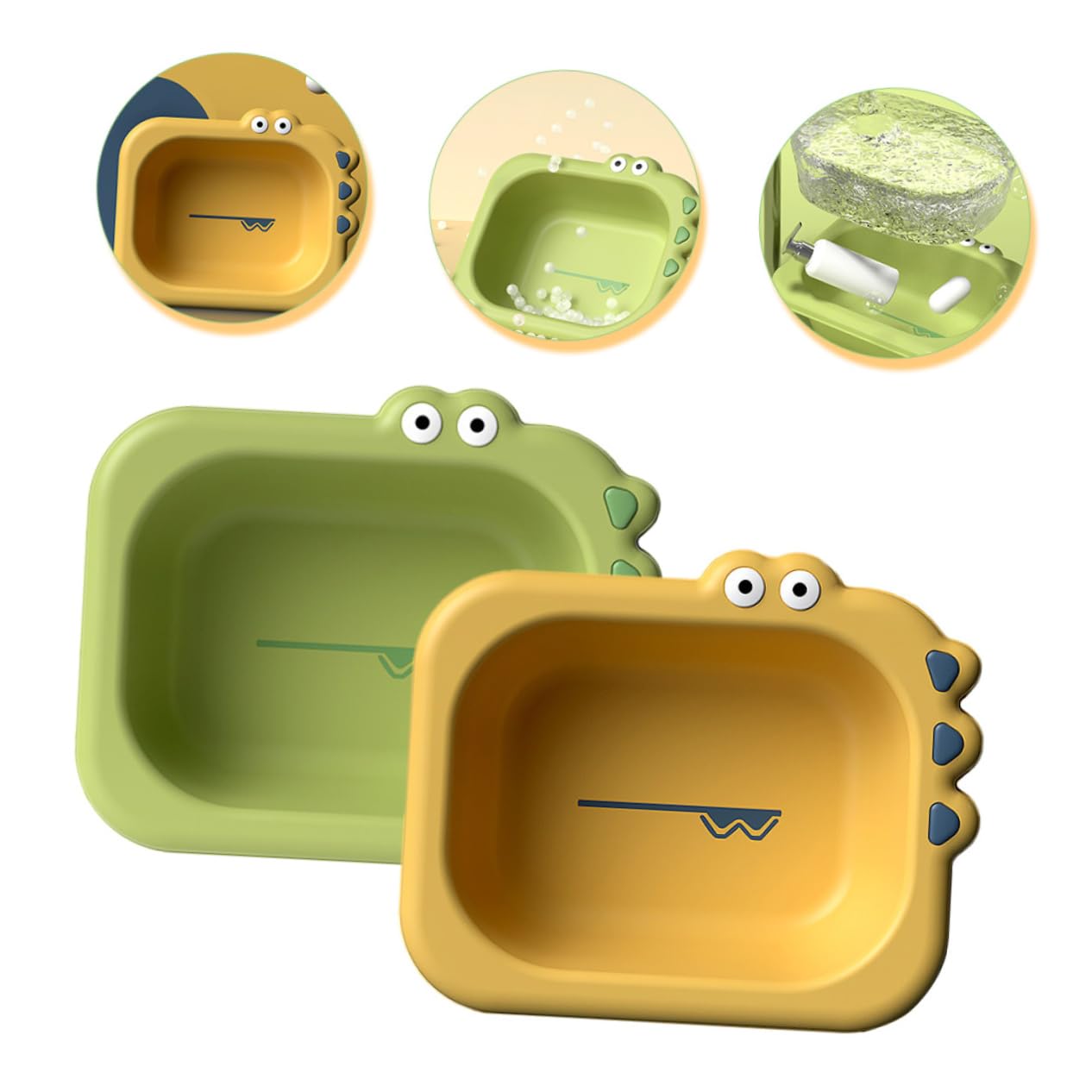 VICASKY Lot de 2 Bassines pour Bébé en Plastique, Lavabos Portables et Pratiques Design Cartoon Bain Visage Usage Domestique Voiture