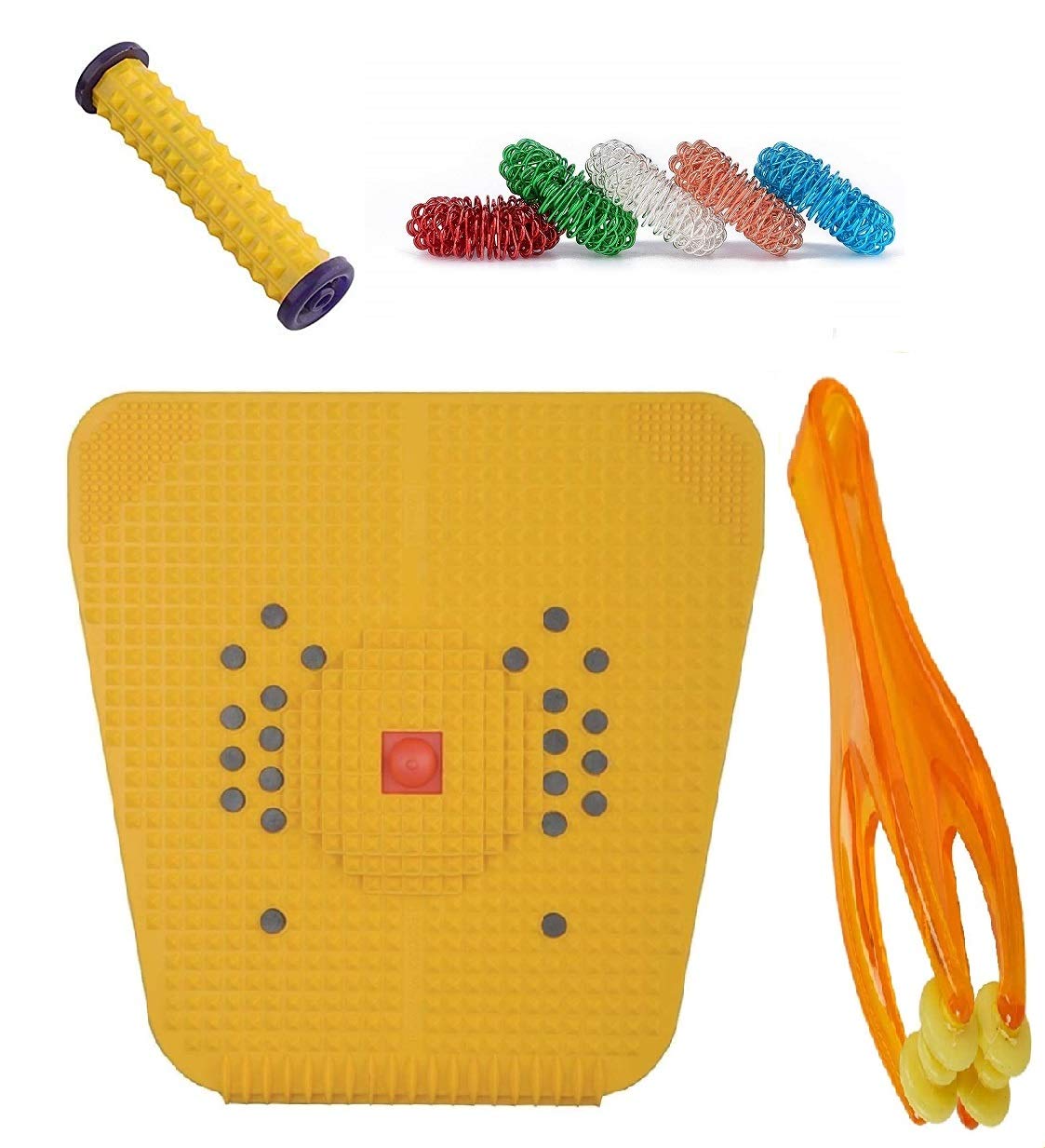 ACi Acupressure Health Care India 2000 Mat Magnet Pyramids and Hand Roller, Sujok Ring Finger Massager Kit