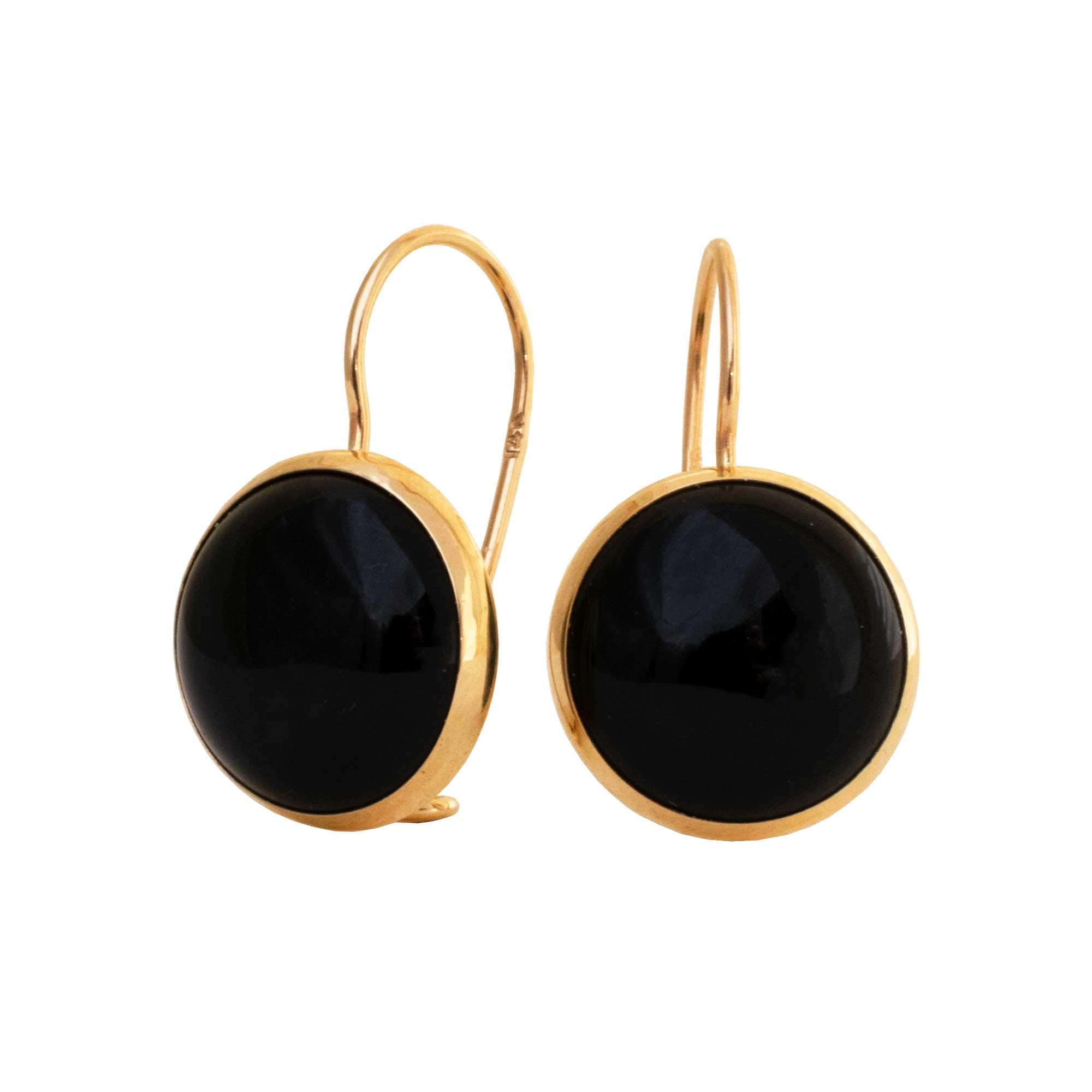 ADITA GOLD14K Gold Onyx Earrings - Solid Gold Earrings -14K Gold Earrings for Women - Statement Earrings - Gold Dangle Earrings - Wedding Earrings for Brides - Onyx Jewelry for Women