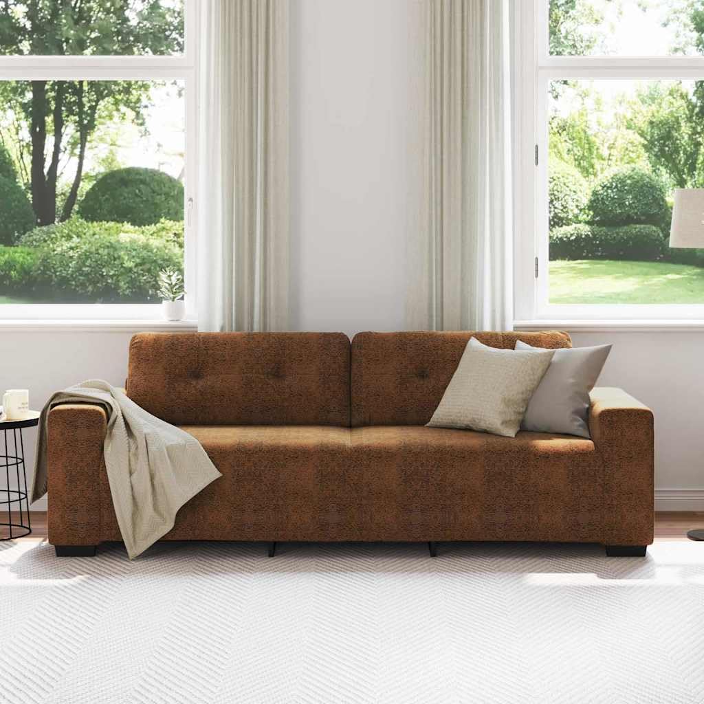 Sofá marrón de 3 plazas de piel sintética de 220 cm con función de dormir y cajonera de diseño moderno para salón, oficina, salón, escandinavo, acogedor