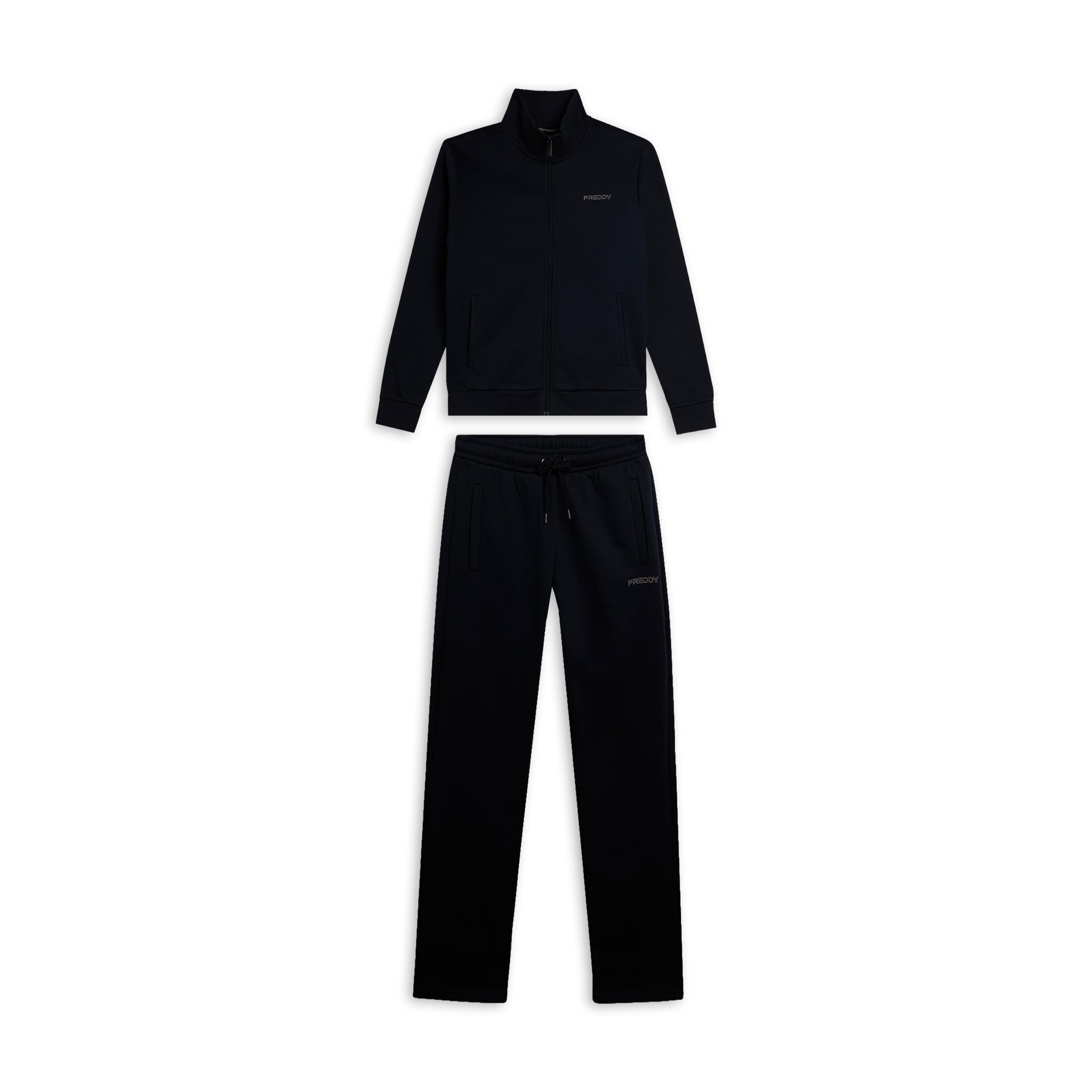FREDDY - Tuta Full Zip In Felpa Garzata Con Collo Alto E Gamba Dritta, 100% Cotone
