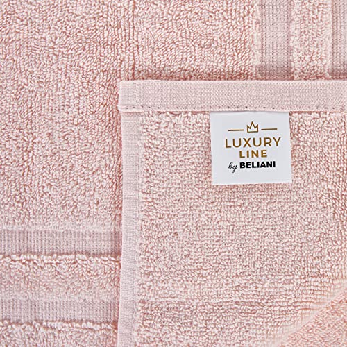 Luxus Handtuch Set mit Badematte Baumwolle rosa 9-teilig Fransen Modern Atiu – Bild 6