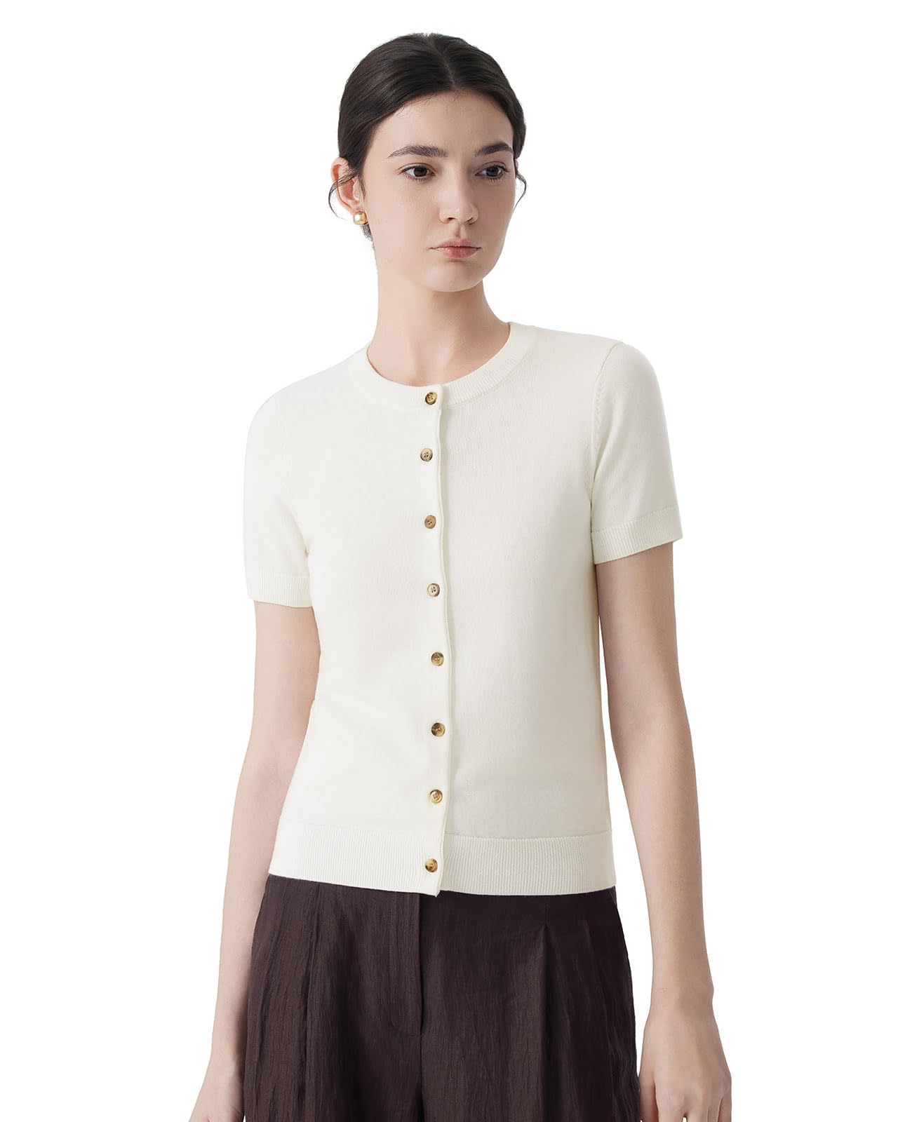 SUUKSESS Women Silk Cashmere Blend Cardigan Sweaters Summer Button Up Knit Outfits