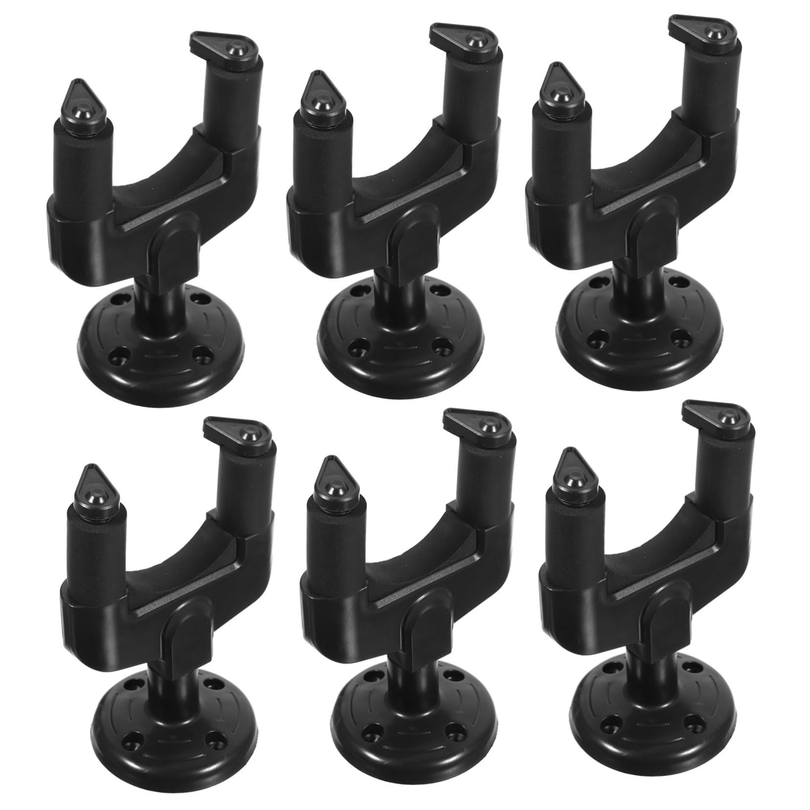 Holibanna 6Pcs Detachable Wall Mount Guitar Hangers Set Auto Locking Grip with Base Black for Acoustic Electric Guitars Easy Installation Scratch Protection