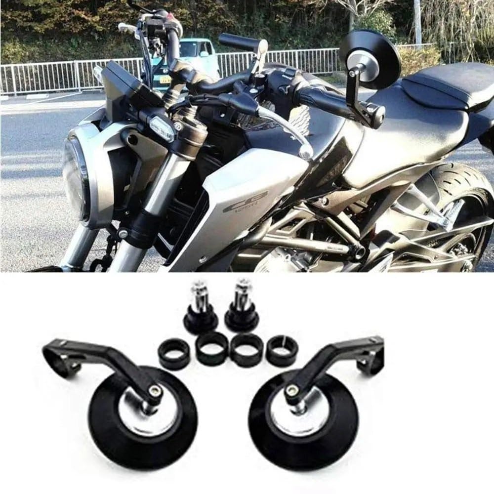 Specchietto Retrovisore Per Moto Nero 7/8" Rotondo CNC Racer Parts Laterale Per Motocicletta Bar End