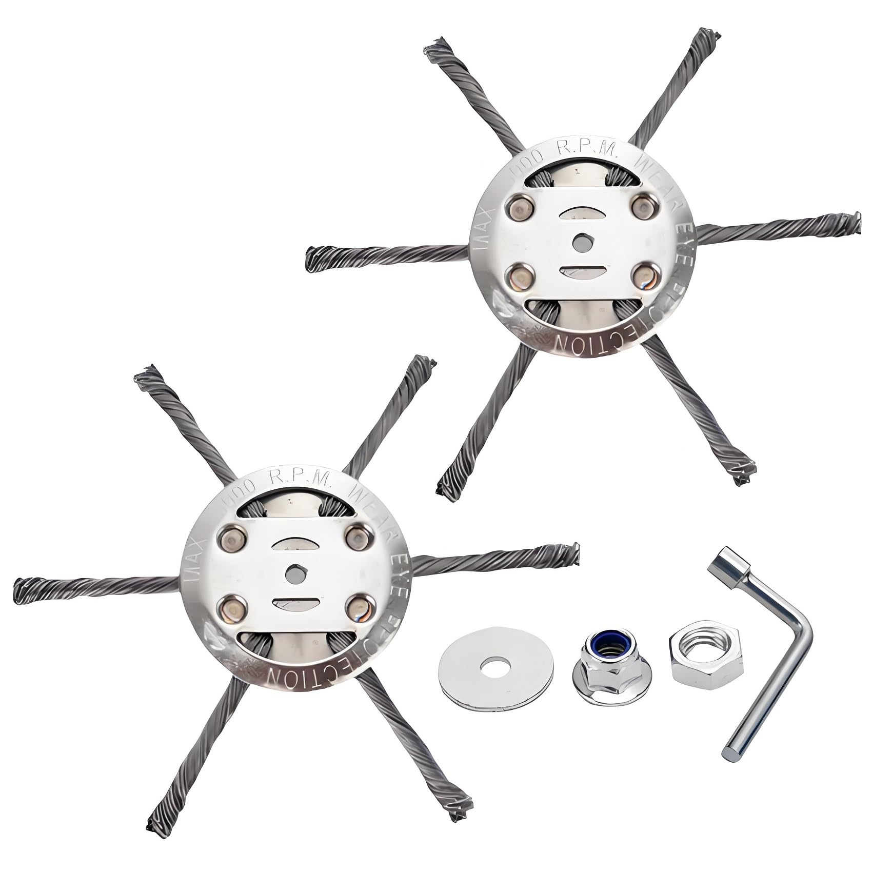 AGSYFFD 2 testine per decespugliatore a filo metallico, attacco universale da 150 mm, testa in filo annodato resistente, con accessori di installazione per decespugliatori da giardino senza fili (6