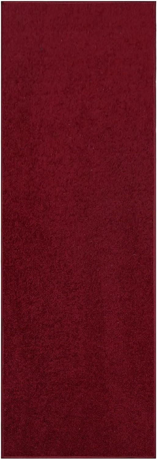 Ambiant Pet Friendly Solid Color Area Rugs Burgundy - 2' x 10' Runner, Indoor, Stain Resistant, Perfect for Living Room, Bedroom, Dining Room, Entryway, Doorway, Pet & Kids Friendly Rug, Wedding