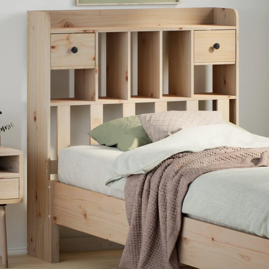 Cabecero de Cama con almacenaje Madera Maciza de Pino 90 cm