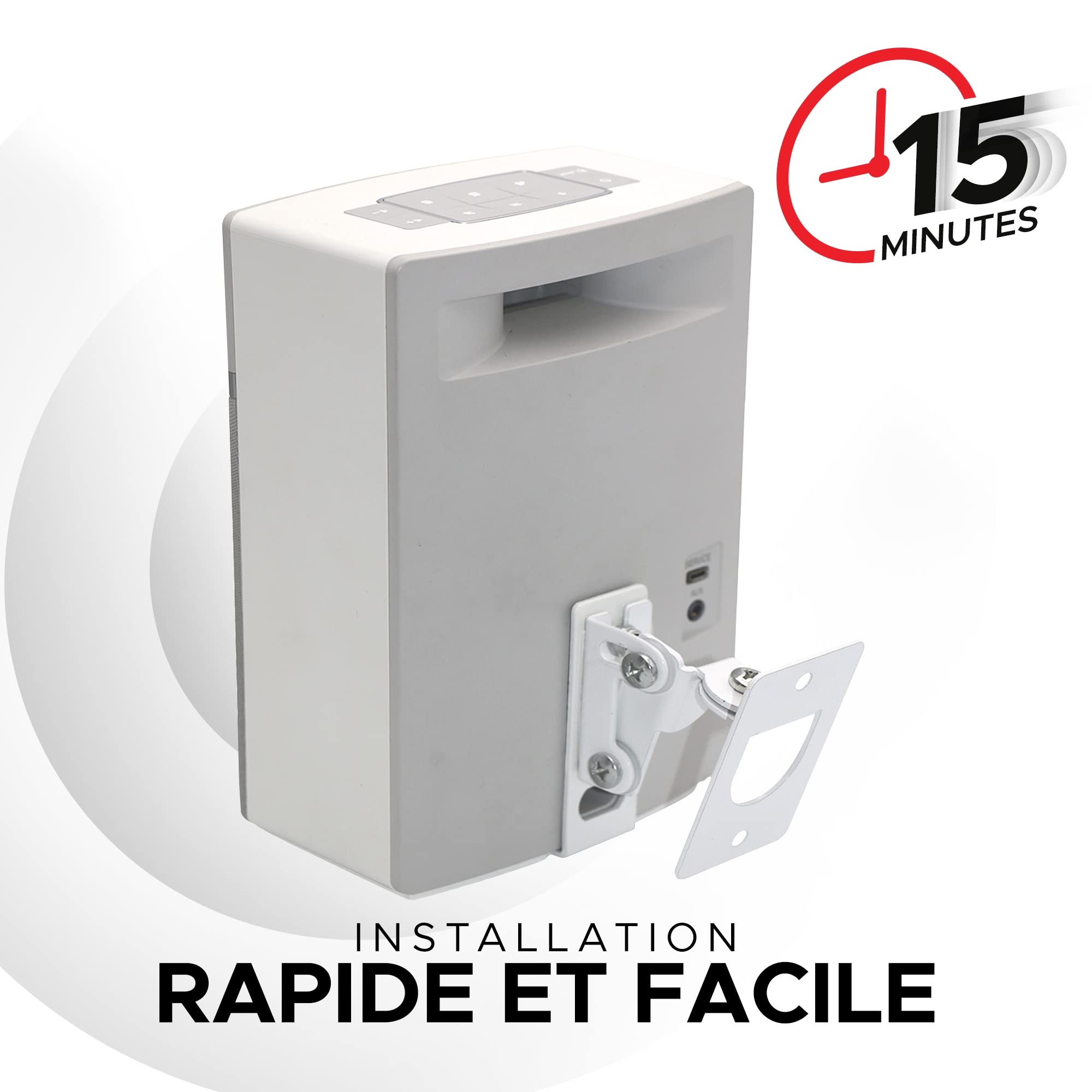 Product Image Soundtouch 10 Fixation Murale pour Bose Sound Touch 10, Blanc, Kit Complet Fourni avec Tous Les Accessoires de Montage, Designé au Royaume-Uni par Soundbass (Blanc)
