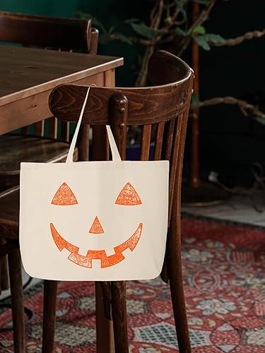 Miniatura 8 de shop4ever Orange Jack O' Lantern Pumpkin Face Halloween Trick or Treat Jumbo Bolsa de lona pesada reutilizable