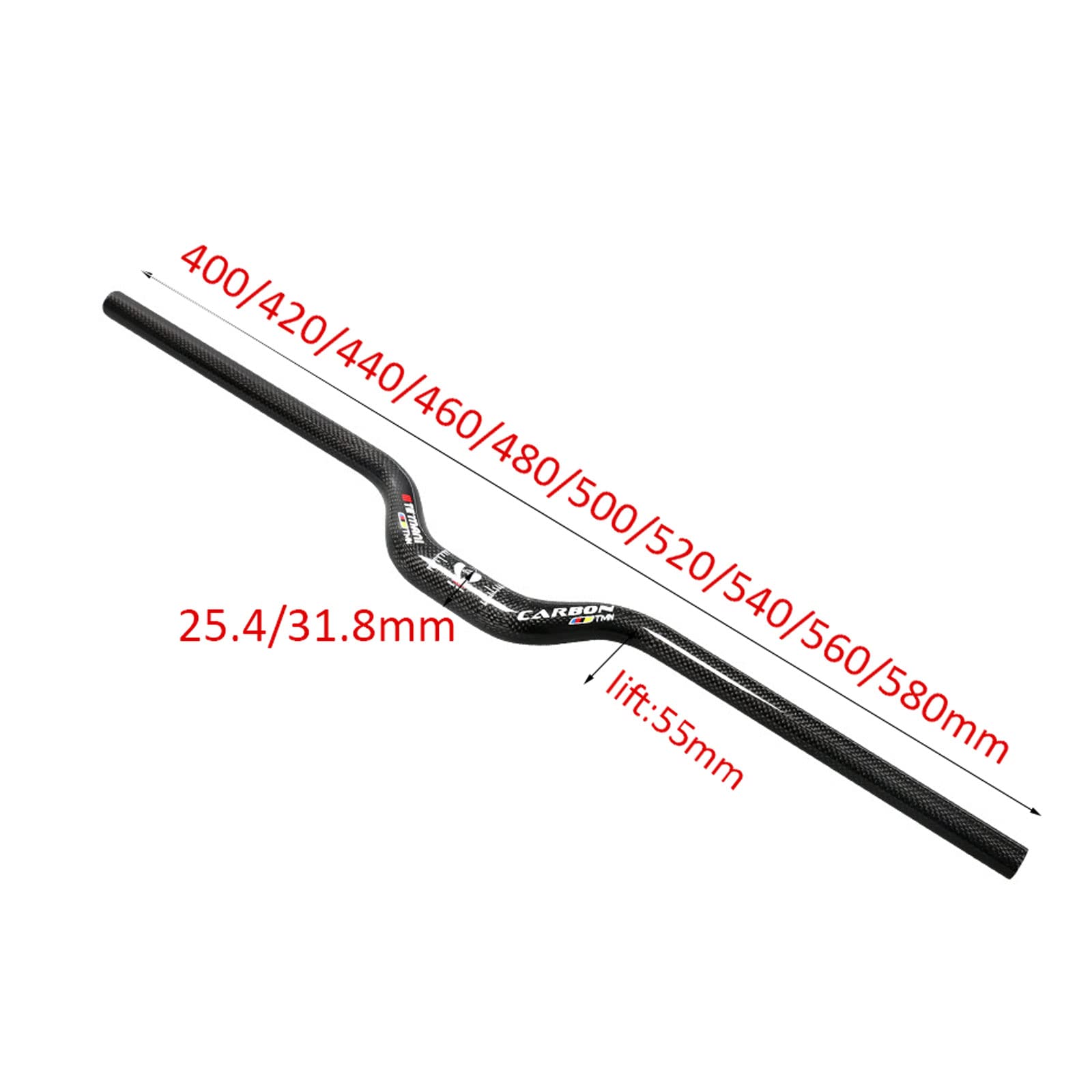 Vtt Guidon Noir 25.4mm 625mm 1 " Prolongateur Barre Trail Downhill Hybride USA