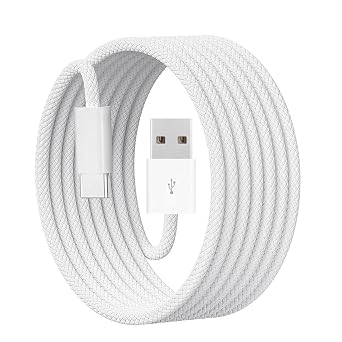 phoie USB-A to USB-C Woven Cable Fast Charging Durable and Tangle-Free Design Compatible Charger for Apple & Android Devices 1 m, 3.28 ft - White