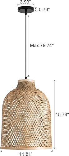 Miniatura 9 de Moderno juego de 2 lámparas colgantes tejidas de bambú costero de 7.8 pulgadas para cocina, comedor, sala de estar, vestíbulo