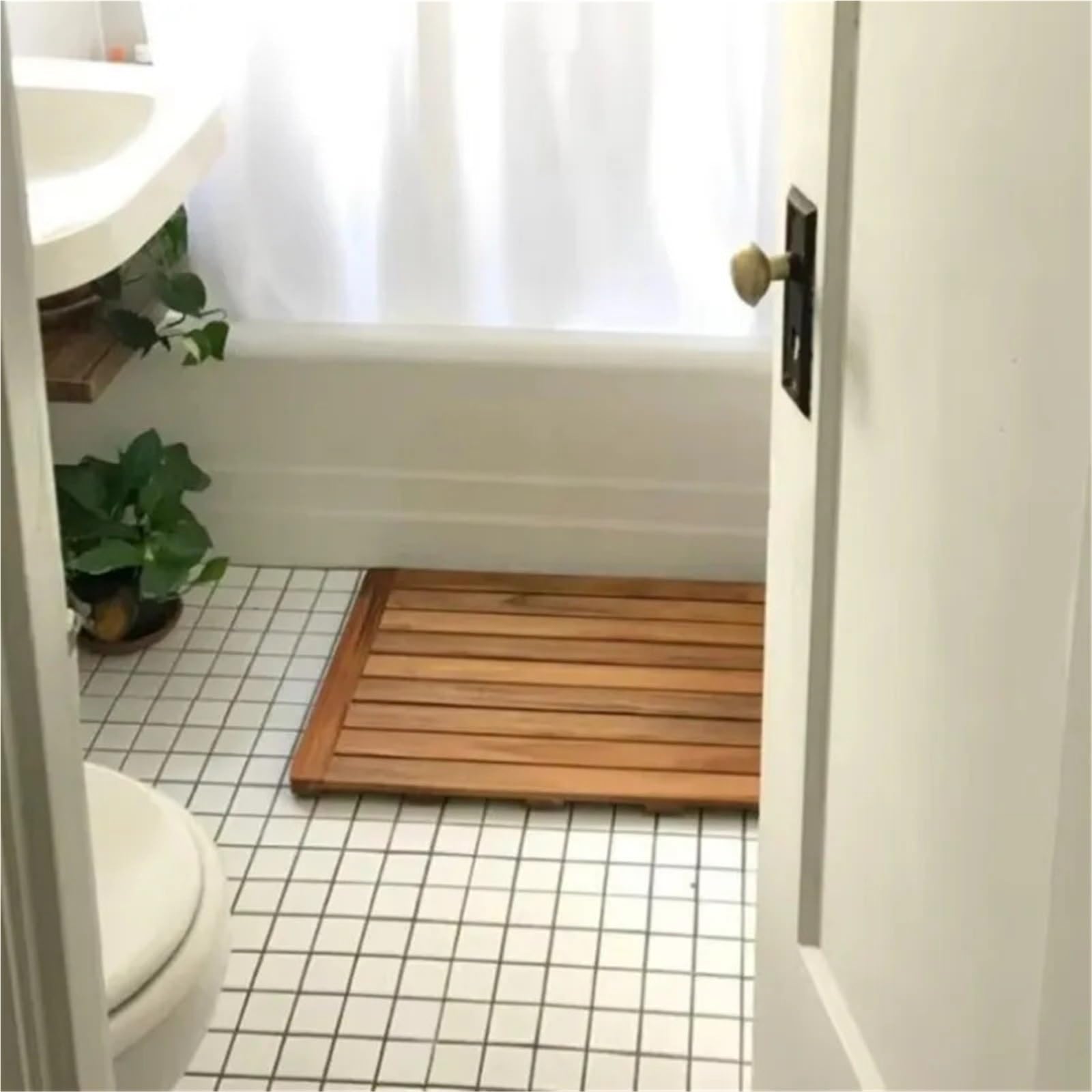 Alfombra de baño de Teca, Inodoro de Madera for el hogar, Ducha, Pedales de bañera for tratamientos de SPA