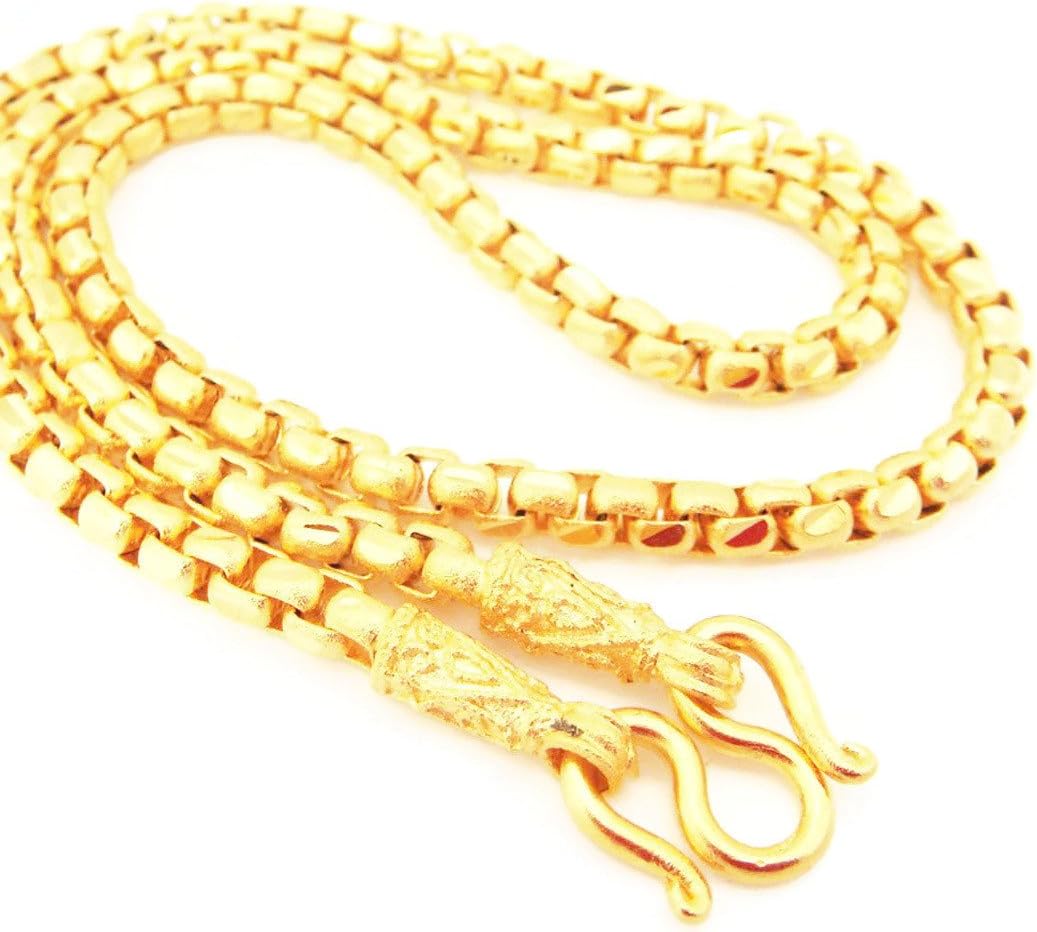 Chain 22K 23K 24K THAI BAHT GOLD GP NECKLACE 24" 50 Grams Jewelry Free Earrings 1 Pair