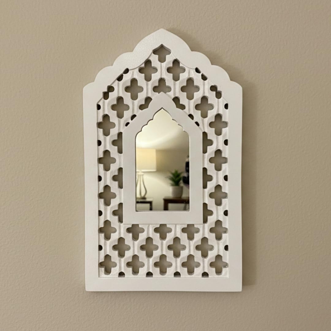 Mughal Jharokha Mirror - Handmade Wooden Wall Art -12