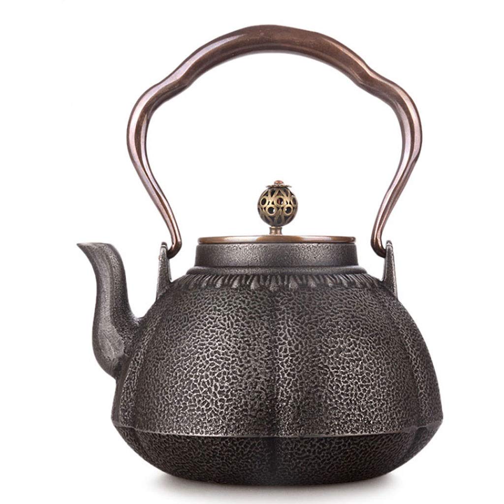 Théière en fonte au design chinois authentique en fonte noire artisanale
