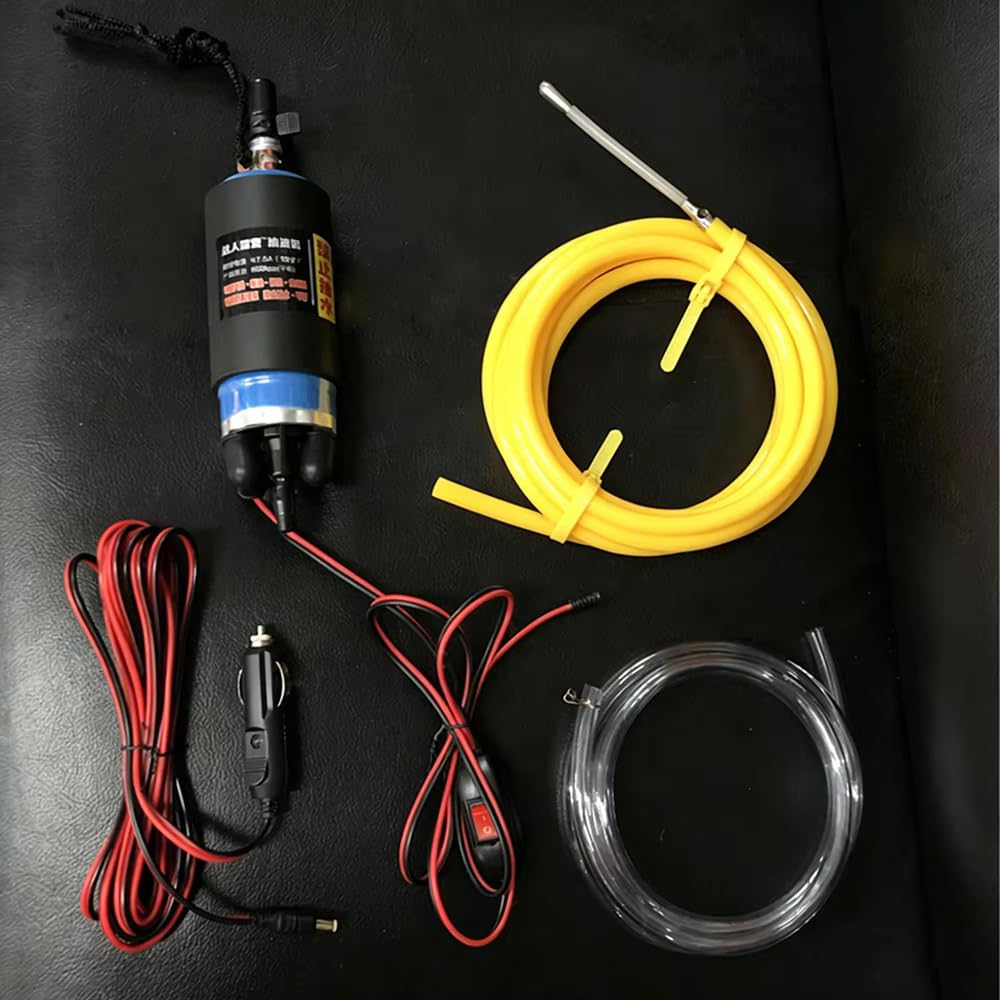 Bomba de Sifón Manual y Eléctrica, Extractor de Aceite Autocebante con Tubo Guía, Bomba Multifuncional para el Depósito de Combustible del Coche
