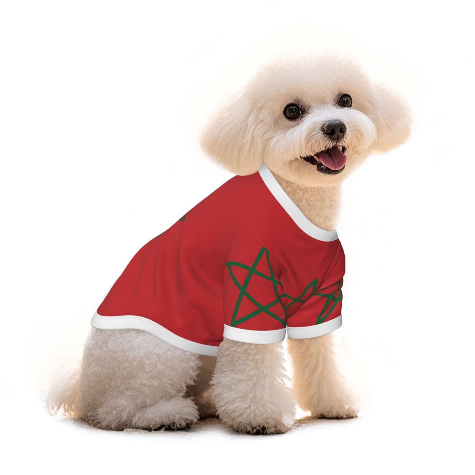 T-shirt pour chien avec drapeau du Maroc - Vêtement pour chiot et animal domestique - Débardeur élastique - Pour chiens et chats - Mignon - Respirant - Doux - Taille M