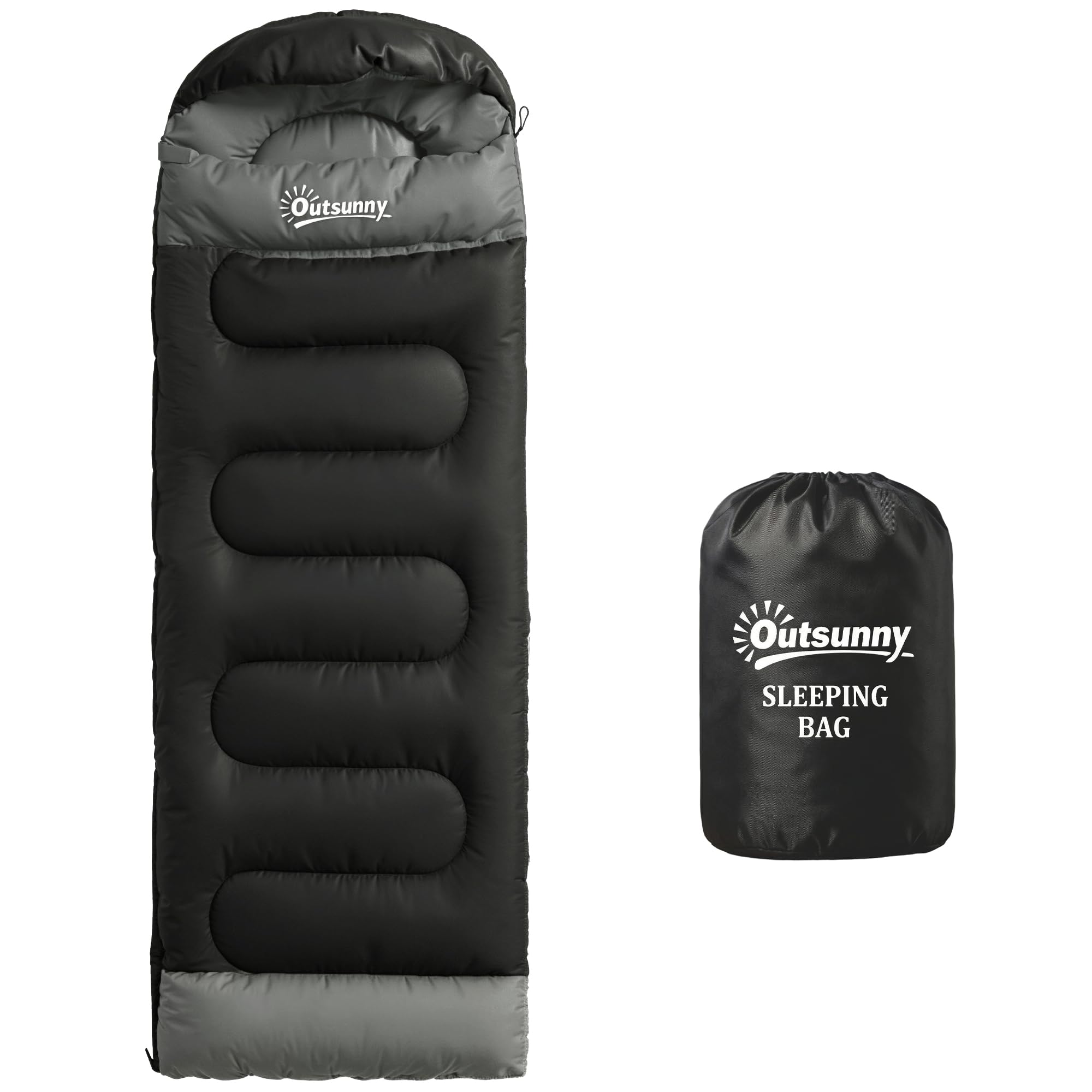 Outsunny Saco de Dormir Compacto para Adultos 3 Estaciones Negro